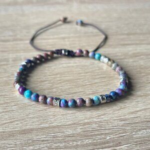 4mm Natural Stone Bracelet, Jasper Healing Bracelet, Bohemian Simple Adjustable